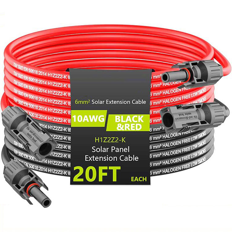 സോളാർ എക്സ്റ്റൻഷൻ കേബിൾ 20FT 10AWG (6mm2) സോളാർ പാനൽ എക്സ്റ്റൻഷൻ വയർ